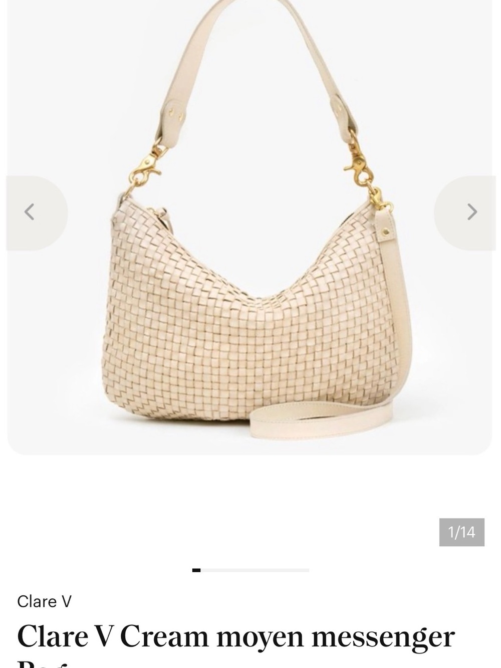 Clare V Cream Woven Messenger Bag